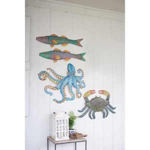 KALALOU A5650 Hand Hammered Recycled Metal Octopus Wall Hanging, One Size, Multicolored, 28.00" x 32.00" - 1 of 1