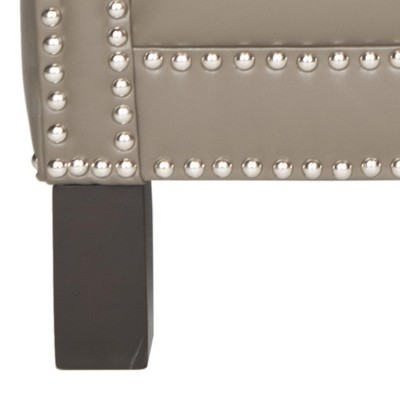 Contemporary Clay Gray Faux Leather & Wood Arm Chair