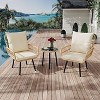 3 Piece Patio Bistro Set, Outdoor Wicker Conversation Set with Round Glass Top Coffee Table and Cushioned Chair, All-Weather Rattan Patio Furniture - 4 of 4