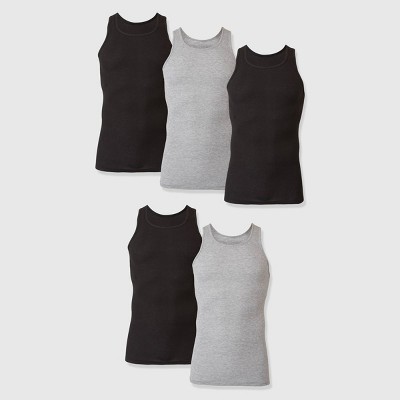 Hanes Brandclub Hanes Premium Men s Tank Top Undershirt 5pk Black Gray XL