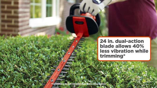 Black & Decker HH2455 120V 3.3 Amp Brushed 24 in. Corded Hedge Trimmer with Rotating Handle, 2 of 18, play video