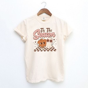 Simply Sage Market Women's Tis The Season Pumpkin Ghost Short Sleeve Garment Dyed Tee - 1 of 2