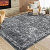 Coolmee Washable Rug for Living Room Boho Floral Non Slip Throw Rugs Large Bedroom Rug Low Pile Soft Stain Resistant CarpetGray - 3 of 4