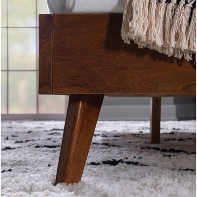 Reid Mid-Century Oatmeal Tufted Queen Platform Bed with Slats