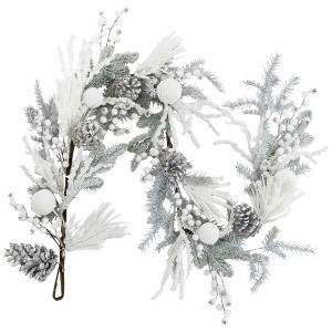 Northlight Flocked Pinecones and Berries Artificial Pine Christmas Garland - 6' x 8" - Unlit - 1 of 4