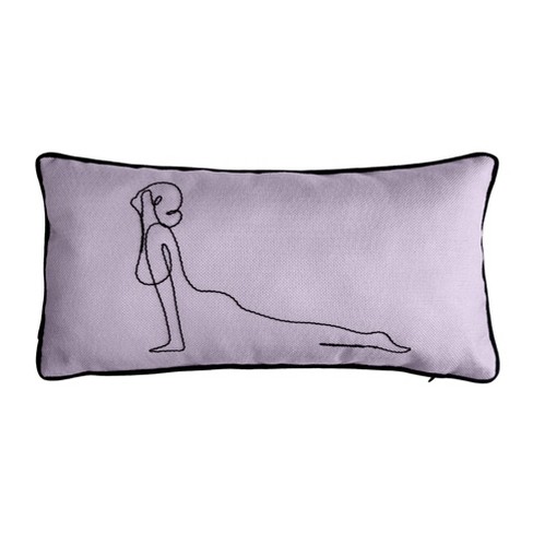 8"x16" Upward Dog Yoga Velvet Lumbar Throw Pillow Lavender - Edie@Home - image 1 of 4