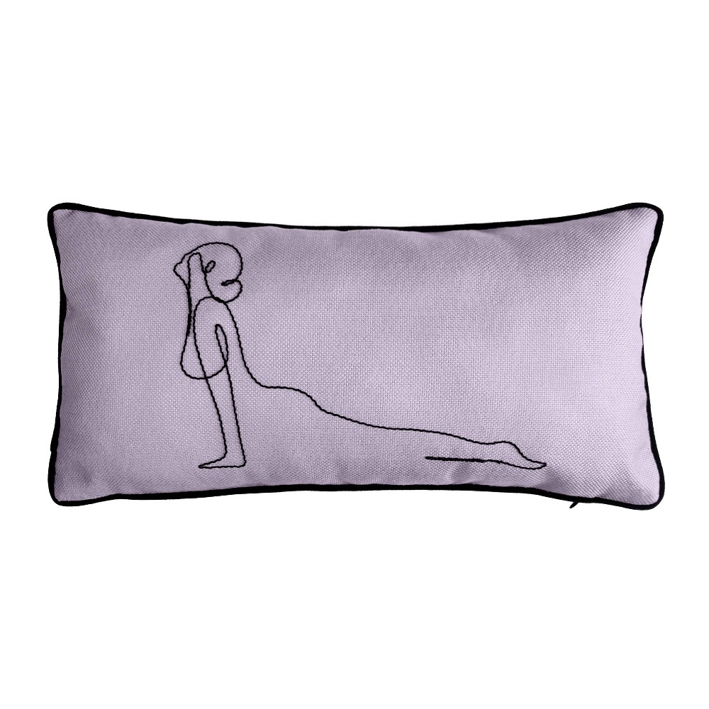 Photos - Pillow 8"x16" Upward Dog Yoga Velvet Lumbar Throw  Lavender - Edie@Home