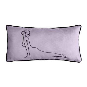 8"x16" Upward Dog Yoga Velvet Lumbar Throw Pillow Lavender - Edie@Home