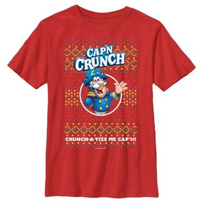 Boy's Cap'n Crunch Christmas Sweater Print T-Shirt