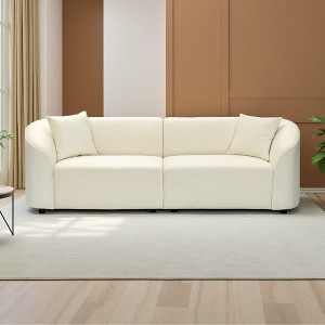 87" BouclÃ© Curved 3-Seater Sofa with Plush Seating - 1 of 4