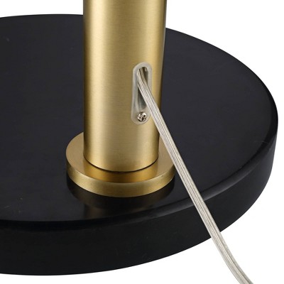 Rayne Black and Gold Adjustable Arc Floor Lamp with Frosted Glass Shades