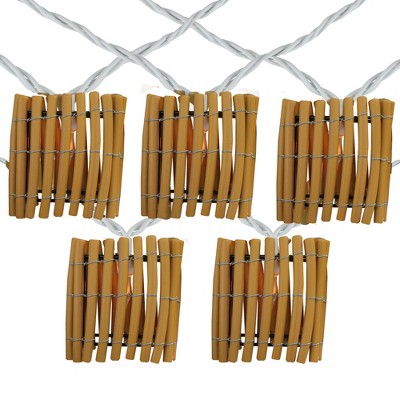 Northlight 10-Count Brown Tiki Bamboo Lantern Christmas Light Set - 7.5ft White Wire