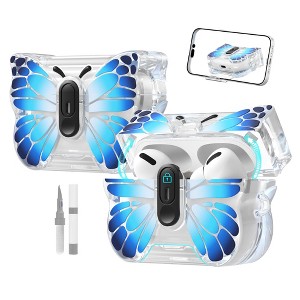 HTUTWOO for AirPods Pro 3 Case, Transparent Butterfly Anti-Fall Earphone Cover, Auto Pop-Up Lid & Kickstand Function with Cleaning Kit - 1 of 4