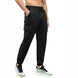 Coolmee Mens Cargo Pants Casual Drawstring Athletic Jogger Sports Outdoor Trousers with Pockets Black 2XL - 1 of 4