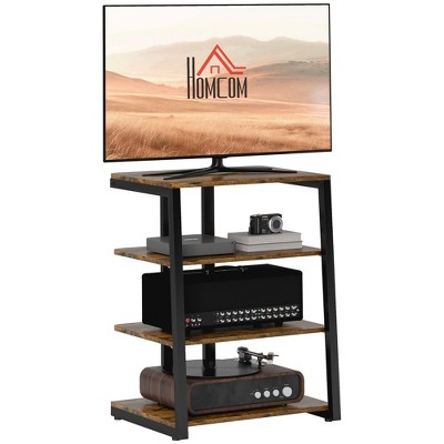 23" TV Stand for 28" TVs with Adjustable Shelves and Extension Lead Holder, Small Entertainment Center Table with Storage for Living Room