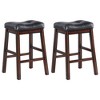 NicBex Counter Stools Set of 2 with Padded,25"/30" Backless Bar Stools with Footrest,Barstools with Rubber Wood Frame for Island,Bar,Black&Cappuccino - 2 of 4
