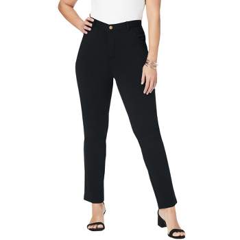 Rainbow Shops Womens Plus Size Ponte Faux Pocket Dress Pants, Black, Size 3X