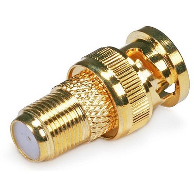 Monoprice BNC Male to F Female Adapter - Gold Plated | Male Twist Lock, BNC Connector