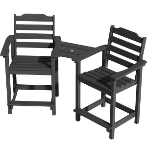 Yardgrace 4-Piece HDPE Plastic Outdoor Bar Stool Patio Tall Bar Chair Armrest Footrest All-Weather - 1 of 4