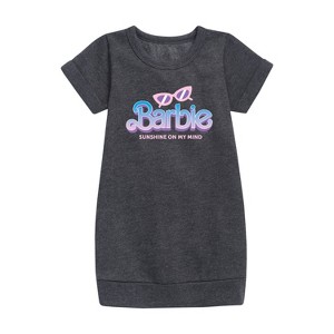 - Barbie - Sunglasses and Sun Graphic Short Sleeve Fleece Dress - 1 of 2