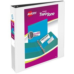 Avery Two-Tone Durable View 3 Ring Binder, 1.5 Inch Slant Rings, White/Black Binder (17287) - 1 of 4