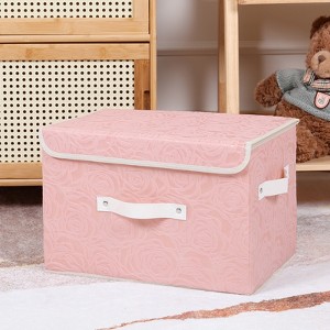 Bekrvio Pink Storage Bin with Lid, Large Collapsible Fabric