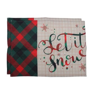 Unique Bargains Christmas Place Mats Linen Red Green Beige White 13"x17.7" 2 Pcs - 1 of 4