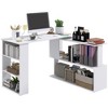 360° Rotating L-Shaped Desk with Storage Shelves – Space-Saving Home Office Workstation, White Modern Corner Writing Table - 2 of 4