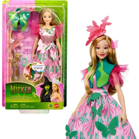 Детские куклы Wicked Universal Pictures Get Ready with Glinda Doll Set with 8 Accessories and Color Change Fun
