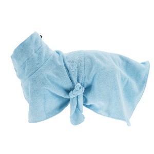 Unique Bargains Drawstring Dog Bathrobe Soft Fast-Drying Dog Towel S Blue - 1 of 4