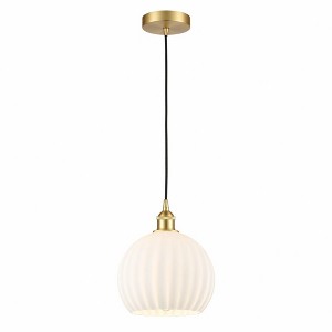 White Venetian - 1 Light Cord Hung Mini Pendant In Modern Style-11.75 Inches Tall and 10 Inches Wide - 1 of 1
