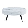 NicBex 31.5" Round Coffee Table with Marble Pattern MDF Top & Black Metal Legs,Adjustable Feet Coffee Table,Sturdy Center Table for Living Room - 2 of 4