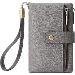 Clotth Small Wallet for Women - RFID Blocking PU Leather Wristlet Clutch | 17 Card Slots + 2 Zippered Pockets | Everyday Crossbody - 1 of 4