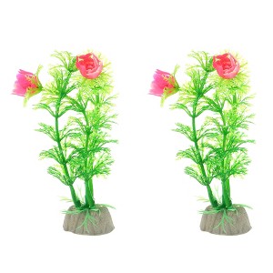 Unique Bargains Aquarium Plastic Plants for Goldfish Tank Landscape Decoration Green 4.72" 2 Pcs - 1 of 4