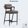 Tall Bar Stools Set of 2, Upholstered Counter Height Bar Stools with Thick Cushion, Thickened Metal Legs, Backrest and Footrest, for Home - 2 of 4