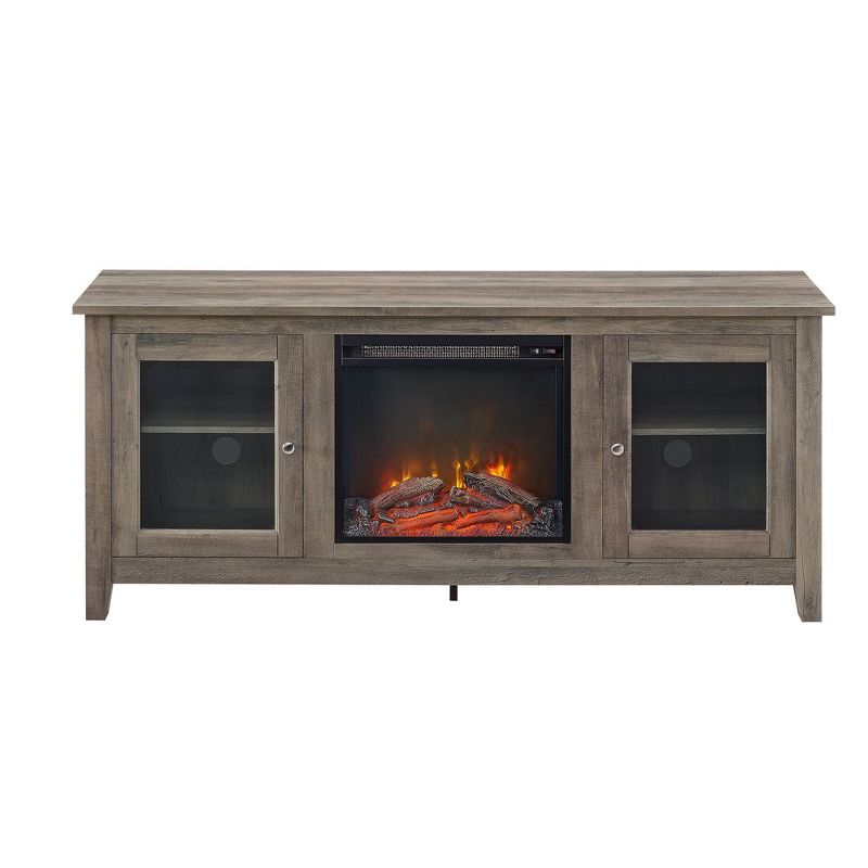 Transitional Glass Door Fireplace TV Stand for TVs up to 65" - Saracina Home, 4 of 14