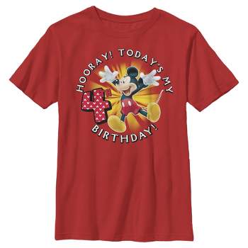Boy's Mickey & Friends Hooray It's My 4th Birthday T-Shirt