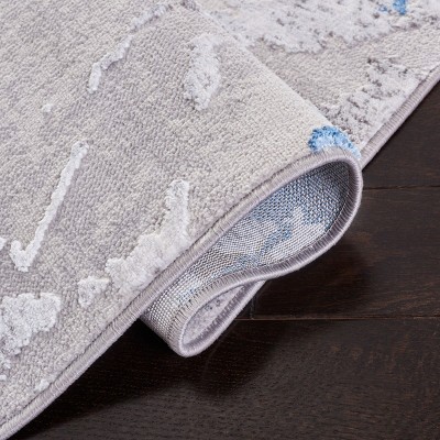 Amelia Grey and Blue Abstract Synthetic Area Rug
