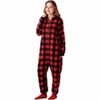 Joyfy Christmas Pajamas, Adult  Fleece Buffalo Plaid Full Zipper Jumpsuit, Christmas Hoodie Pajamas for Women-L - 2 of 4