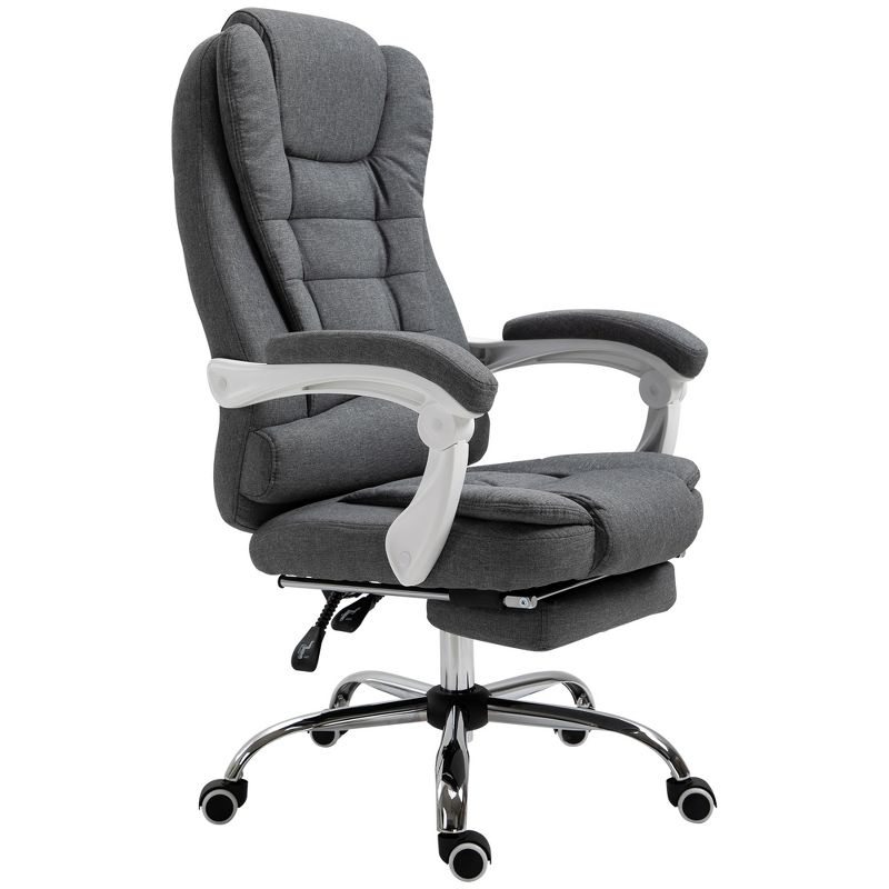 Vinsetto High-Back Executive Office Chair with Footrest, Linen-Fabric Computer Chair with Padded Armrests, Gray, 5 of 8