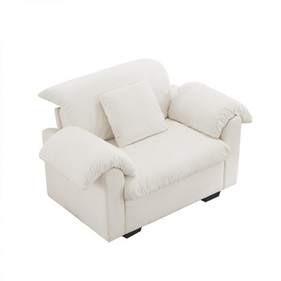 NicBex 48.4 Inch Velvet Storage Deep Seat Single Sofa Chair with Fluffy Armrest Backrest for Living Room,Small Space,Office,Apartment