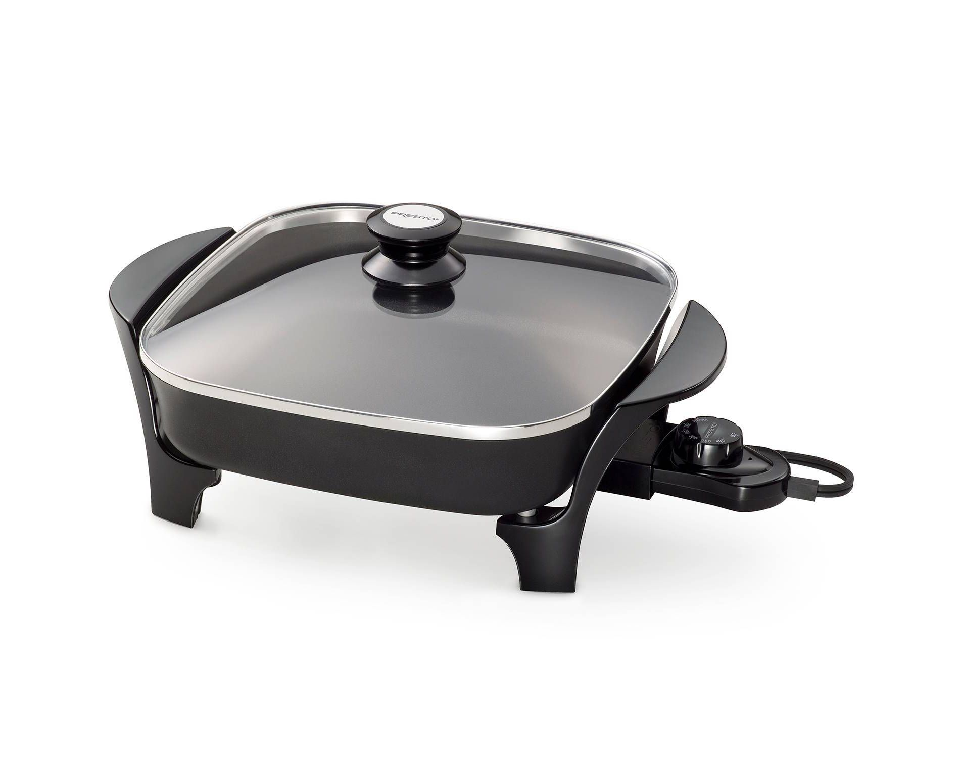 Presto 11" Electric Skillet - Black: Nonstick Cast Aluminum, Dishwasher-Safe, 1000W, Griddle Capability, 1-Year Warranty