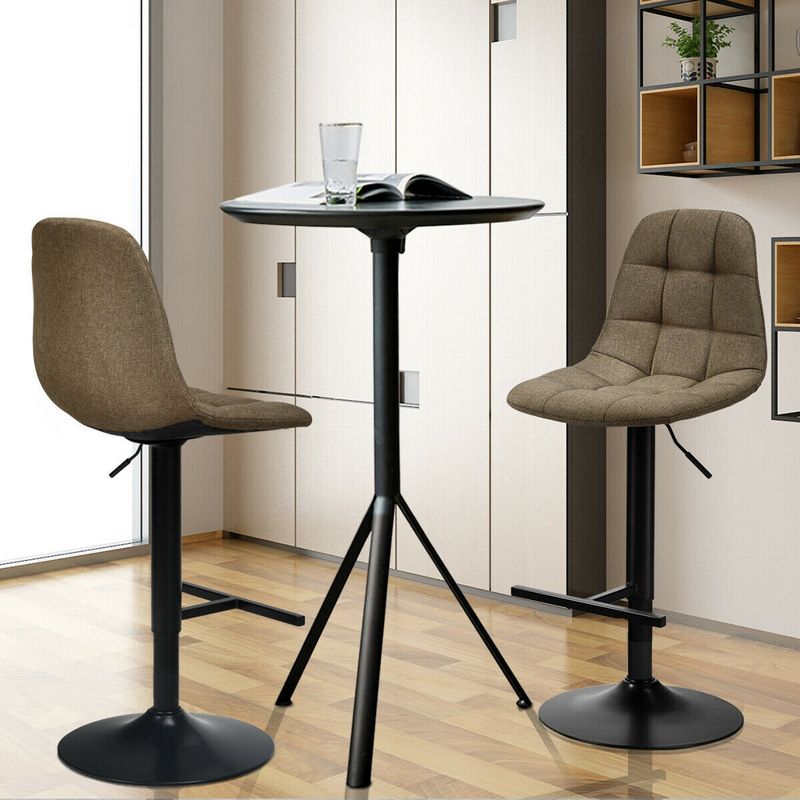 Costway Set of 2 Adjustable Bar Stools Swivel Counter Height Linen Chairs with Back Brown, 2 of 11