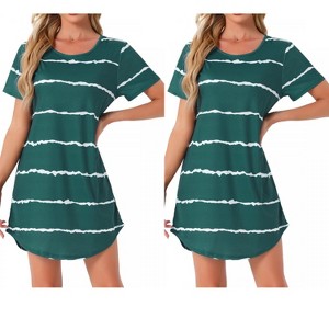 INSPIRE CHIC Women's 2 Pcs Round-Neck Curved-Hem Short-Sleeve Nightshirt Sleep Gown - 1 of 4