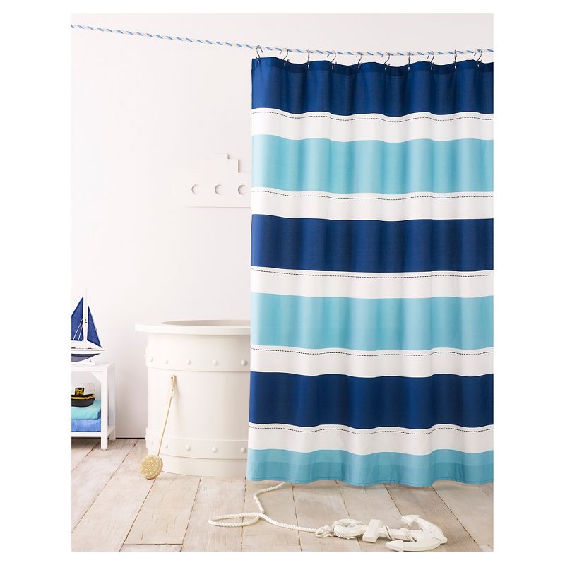 Cool Rugby Stripe Shower Curtain Blue Lake - Pillowfort&#8482;, 1 of 3