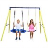 2 Seat Swing Set, Metal A-Frame Swing Seat, U-Shape Seat Swing with Safety Belt for Indoor Outdoor Playground - 2 of 4
