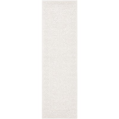 Ivory Geometric Hand-Tufted Wool Runner Rug, 2'3" x 8'