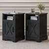 Heynemo Farmhouse Nightstand with Charging Station, Tall Bedside Table with X-Shaped Design, Wooden Rustic End Table - 2 of 4