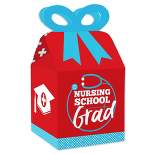 Big Dot of Happiness Nurse Graduation - Square Favor Gift Boxes - Medical Nursing Graduation Party Bow Boxes - Set of 12