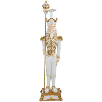 Northlight Christmas Nutcracker Soldier with Scepter - 25.75" - White and Gold